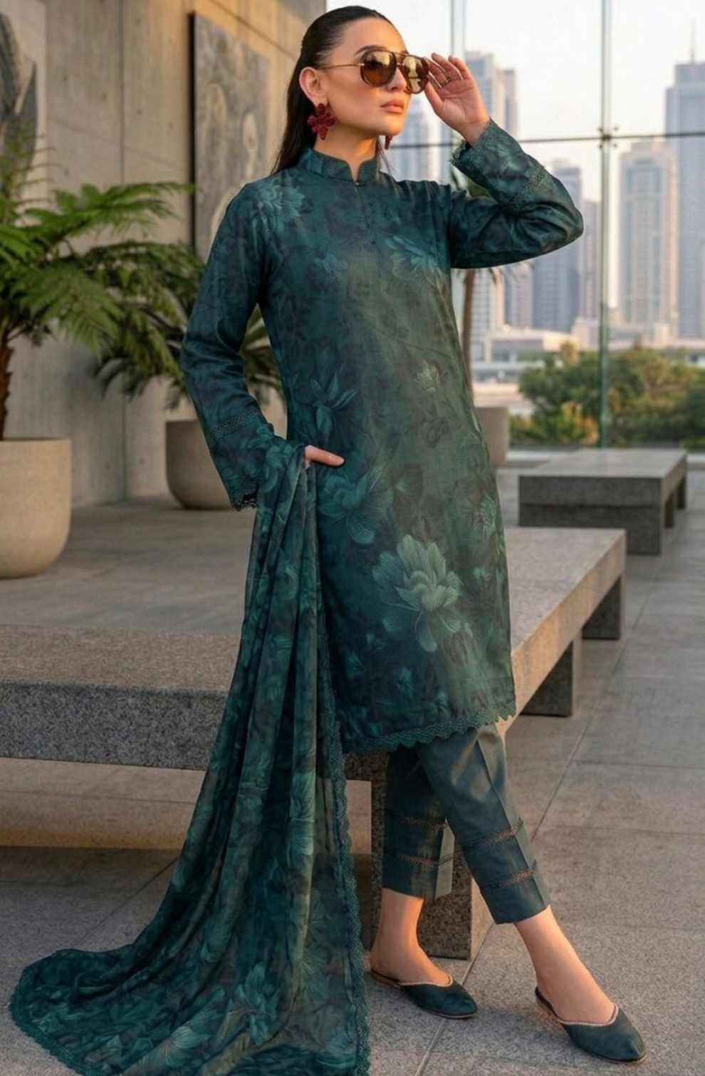 SFA - 3PC LAWN PRINTED UNSTICH (GREEN)