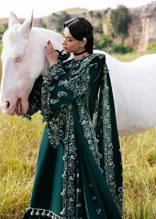 HNR - 3PC DHANAK EMBROIDERED UNSTITCHED(Teal Green)