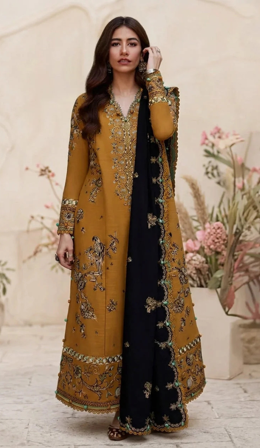 ZHA - 3PC DHANAK EMBROIDERED UNSTITCHED