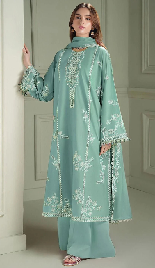 CRS - 3PC Dhanak Embroidered Unstitched (Mint Green)