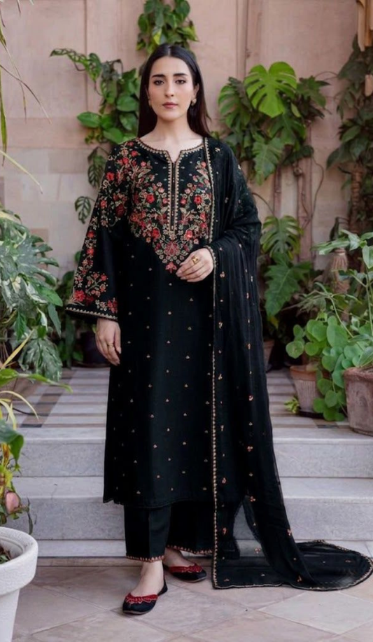 BTK - 3PC Dhanak Embroidered Unstitched
