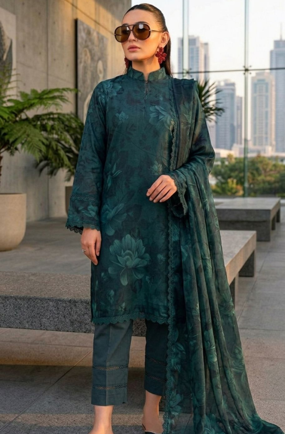 SFA - 3PC LAWN PRINTED UNSTICH (GREEN)