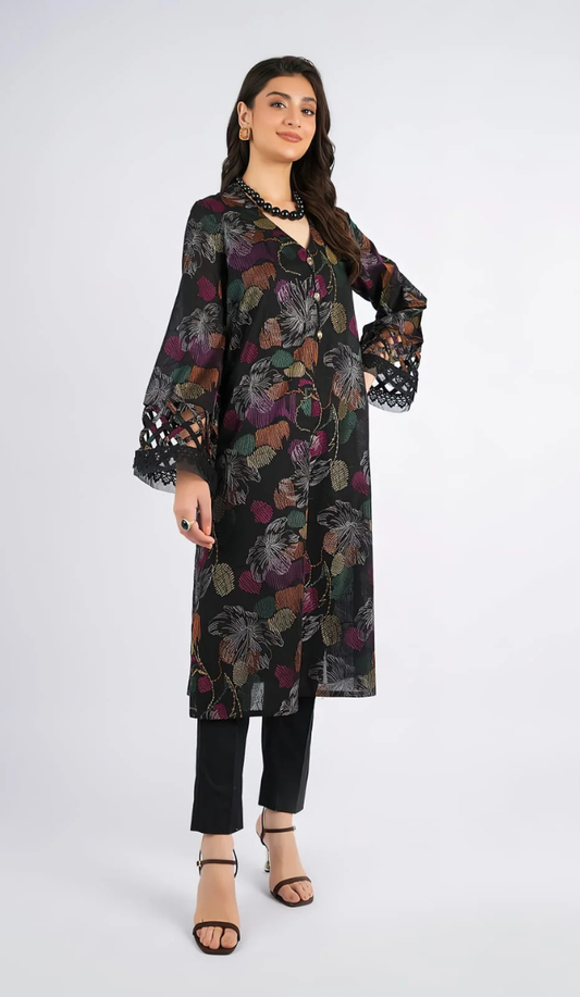 BRZ - 3PC DHANAK EMBROIDERED UNSTITCHED (Black)