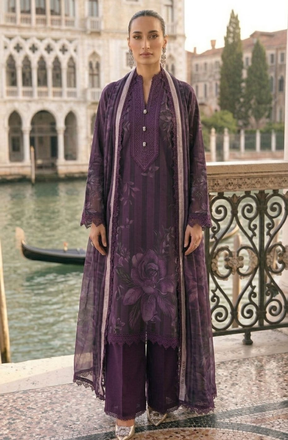 SFA - 3PC LAWN PRINTED UNSTICH (PURPLE)