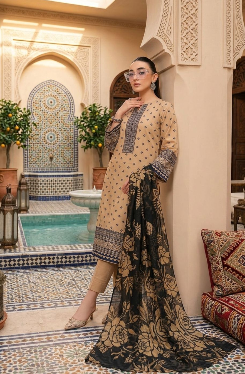 SRN - 3PC LAWN PRINTED UNSTICH (SKIN)