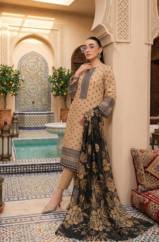 SRN - 3PC LAWN PRINTED UNSTICH (SKIN)