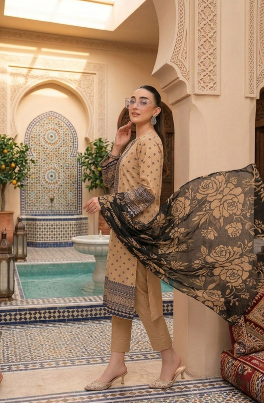 SRN - 3PC LAWN PRINTED UNSTICH (SKIN)