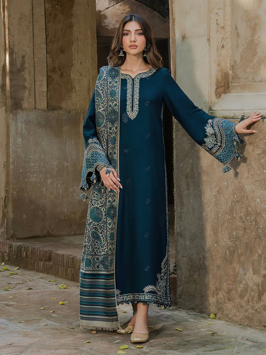 MHP - 3PC DHANAK EMBROIDERED UNSTITCHED (ZINC)