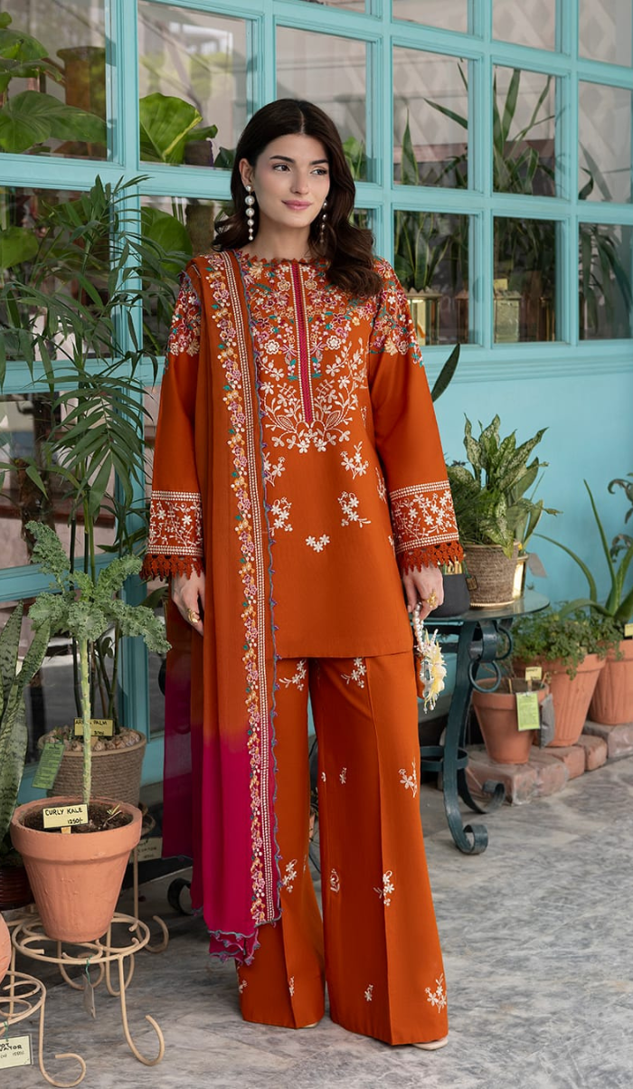 URG - 3PC Dhanak Embroidered Unstitched