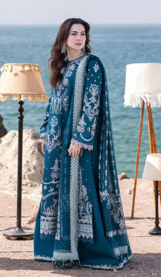 QMK 3PC DHANAK EMBROIDERED UNSTITCHED