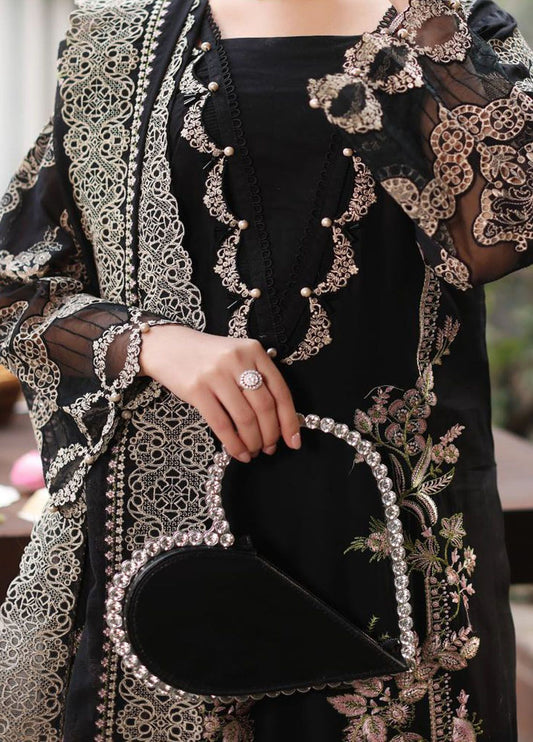 ILF- 3PC DHANAK EMBROIDERED UNSTITCHED(Black)