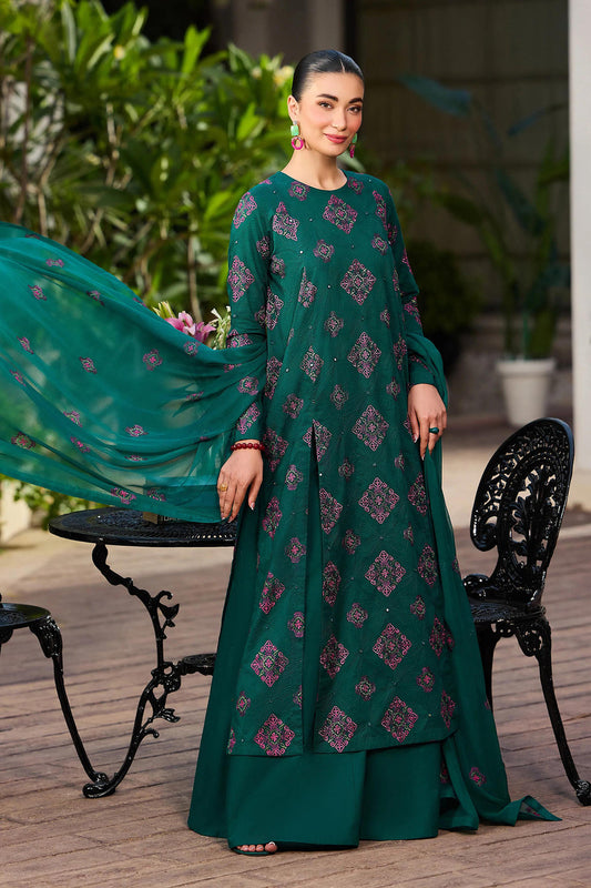 BRZ - 3PC DHANAK EMBROIDERED UNSTITCHED