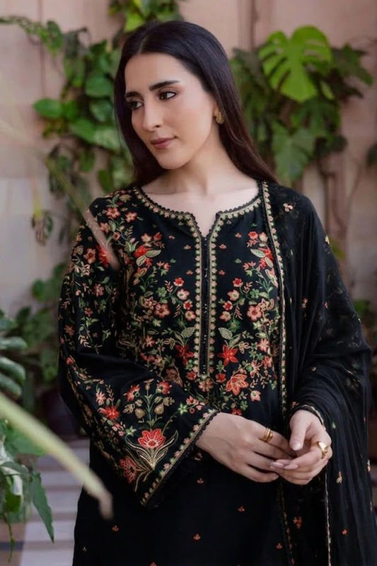 BTK - 3PC Dhanak Embroidered Unstitched
