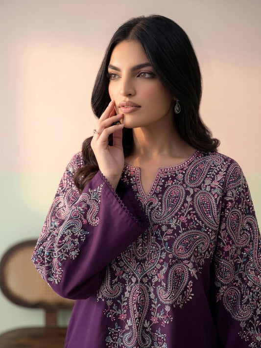 BTK - 2PC DHANAK EMBROIDERED UNSTITCHED(Purple)