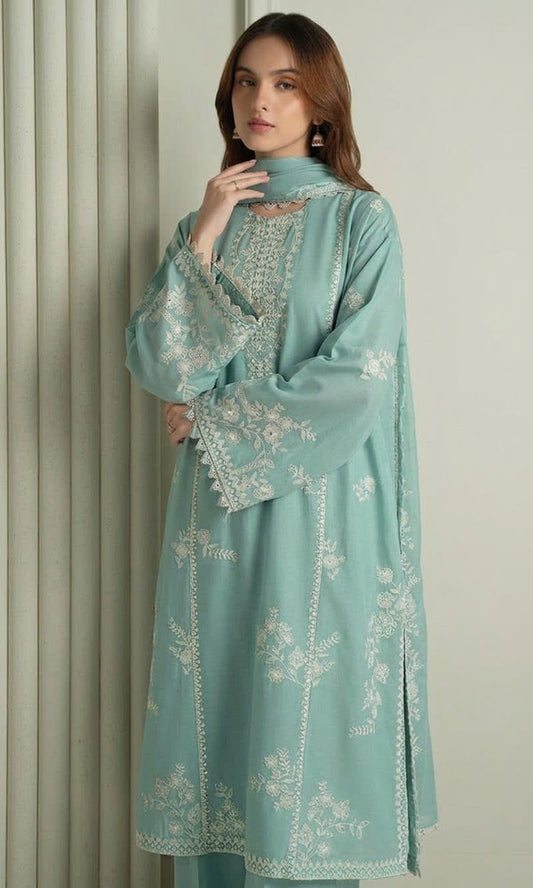 CRS - 3PC Dhanak Embroidered Unstitched (Mint Green)
