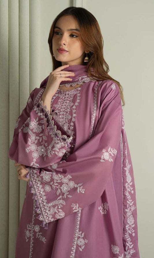 CRS - 3PC Dhanak Embroidered Unstitched (Dusty pink)