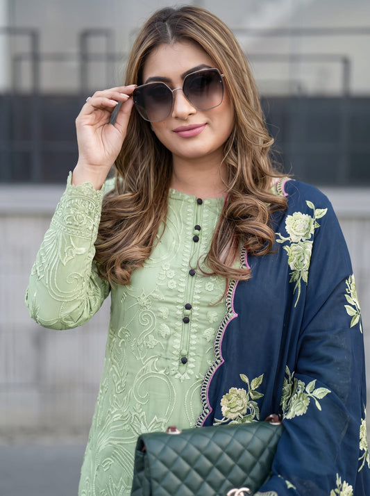 ZBC - 3PC DHANAK EMBROIDERED UNSTITCHED
